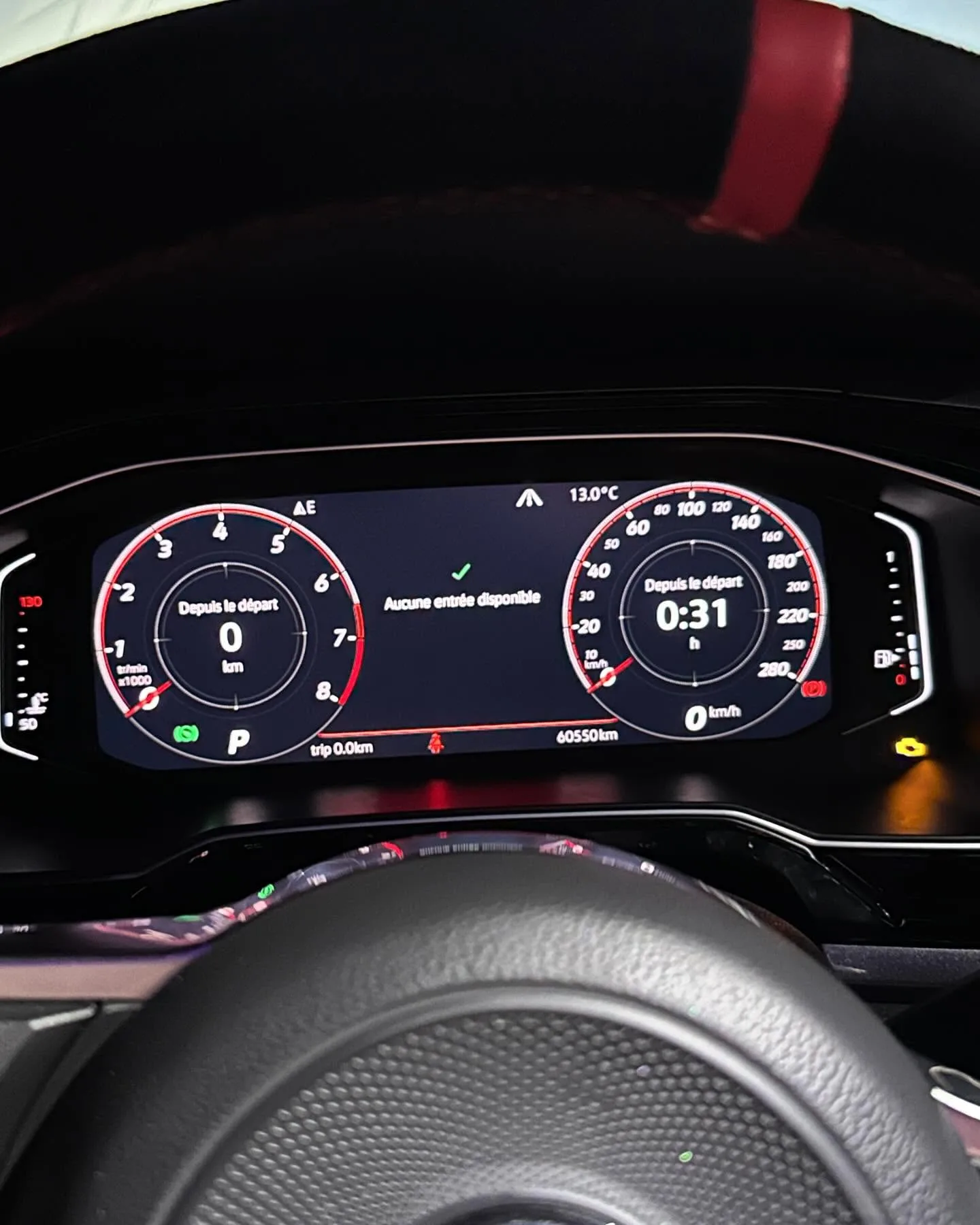 Virtual Cockpit neuf installé sur Volkswagen Polo AW, compteurs numériques allumés